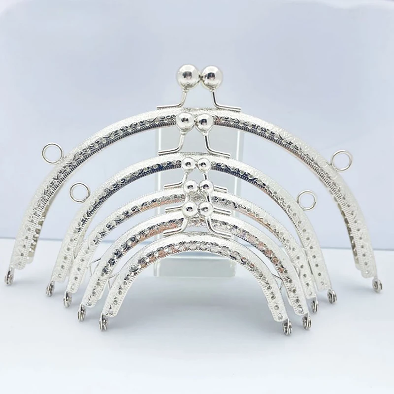 

1PCS 8.5/10.5/12.5/15.5CM Glossy Silver Basic Semicircle Metal Purse Frame Kiss Clasp Lock DIY Bag Accessories