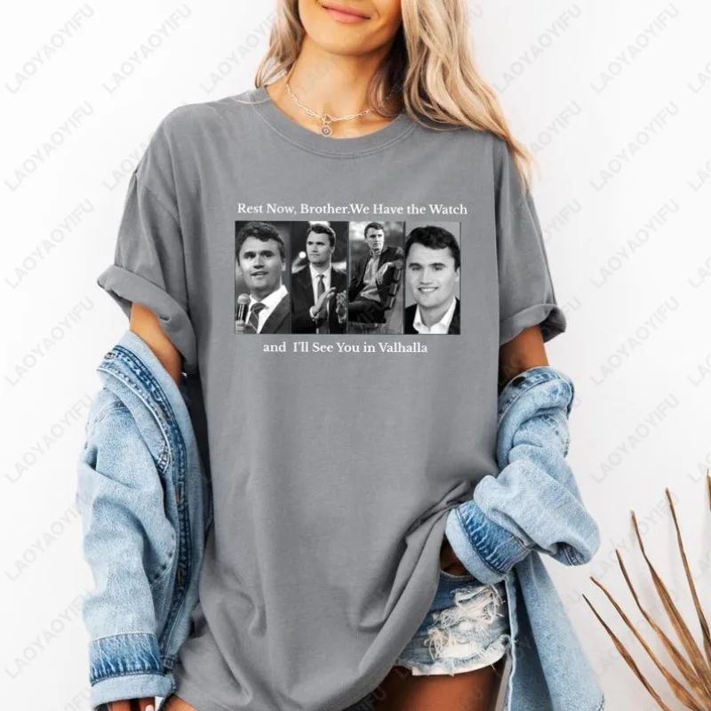 Patriotic American RIP Charlie Kirk Tees Rest Now Brother We Have Watch I’ll See You in Valhalla Tshirt Men Women Cotton Tops