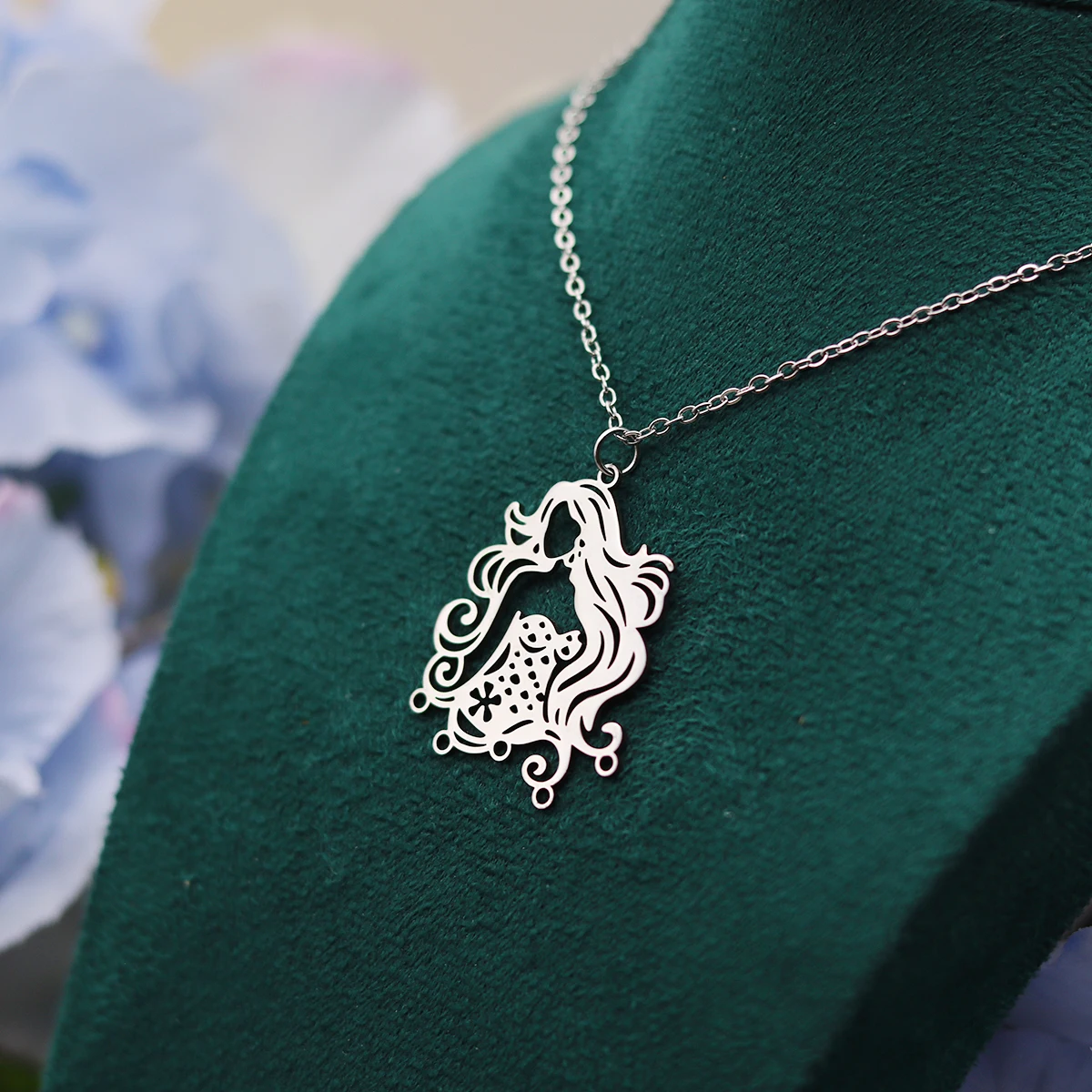 Cxwind حساسة الشعر الطويل الجمال زاوية فتاة قلادة قلادة الفولاذ المقاوم للصدأ سلسلة المختنق مجوهرات الزفاف هدية عيد ميلاد