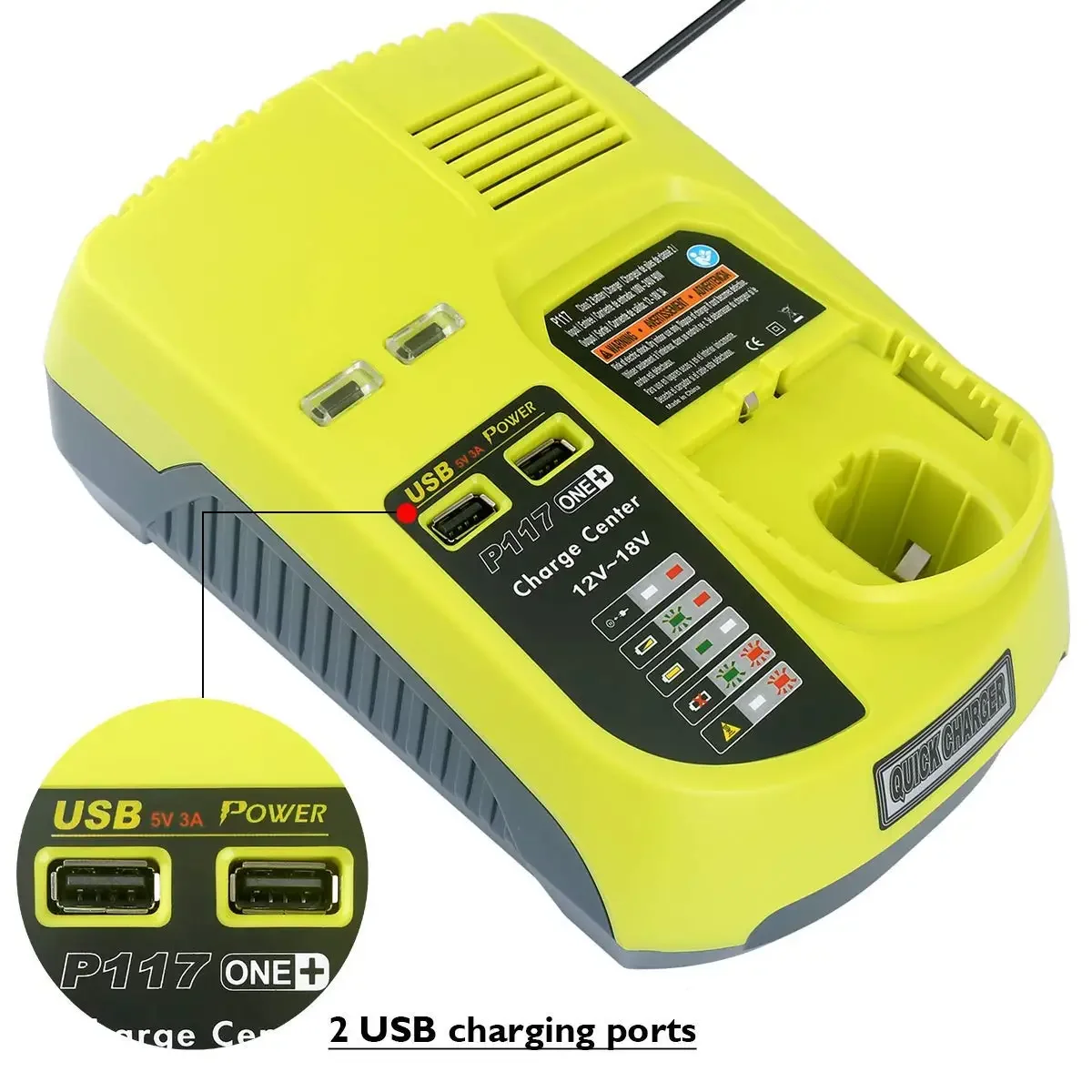 New P117 Charger for 18V 5000mAH Li-ion RB18L50 Rechargeable Battery for Ryobi for Ryobi 9.6V-18V EU Plug(not included battery)