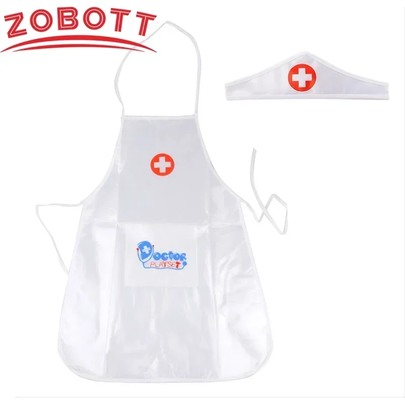 Doctor Nurse Cosplay Uniform and Hat for Girl Boy White Apron Pretend Play Toy Kindergarten Family Costumes Educational Toys