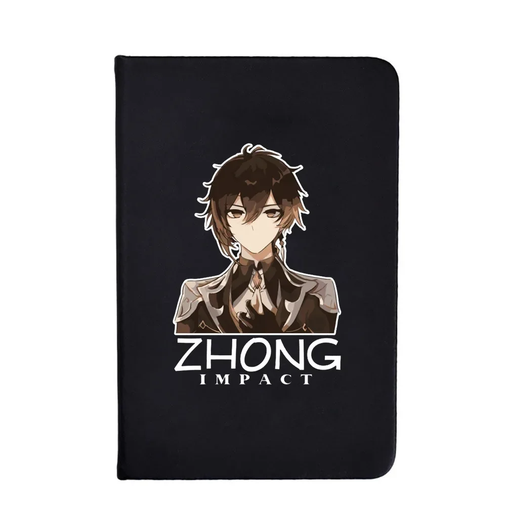 Genshin Notebook Anime Notebooks Black Leather Simple Student Diary Cartoon Theme Writing Journal School Supplies Project