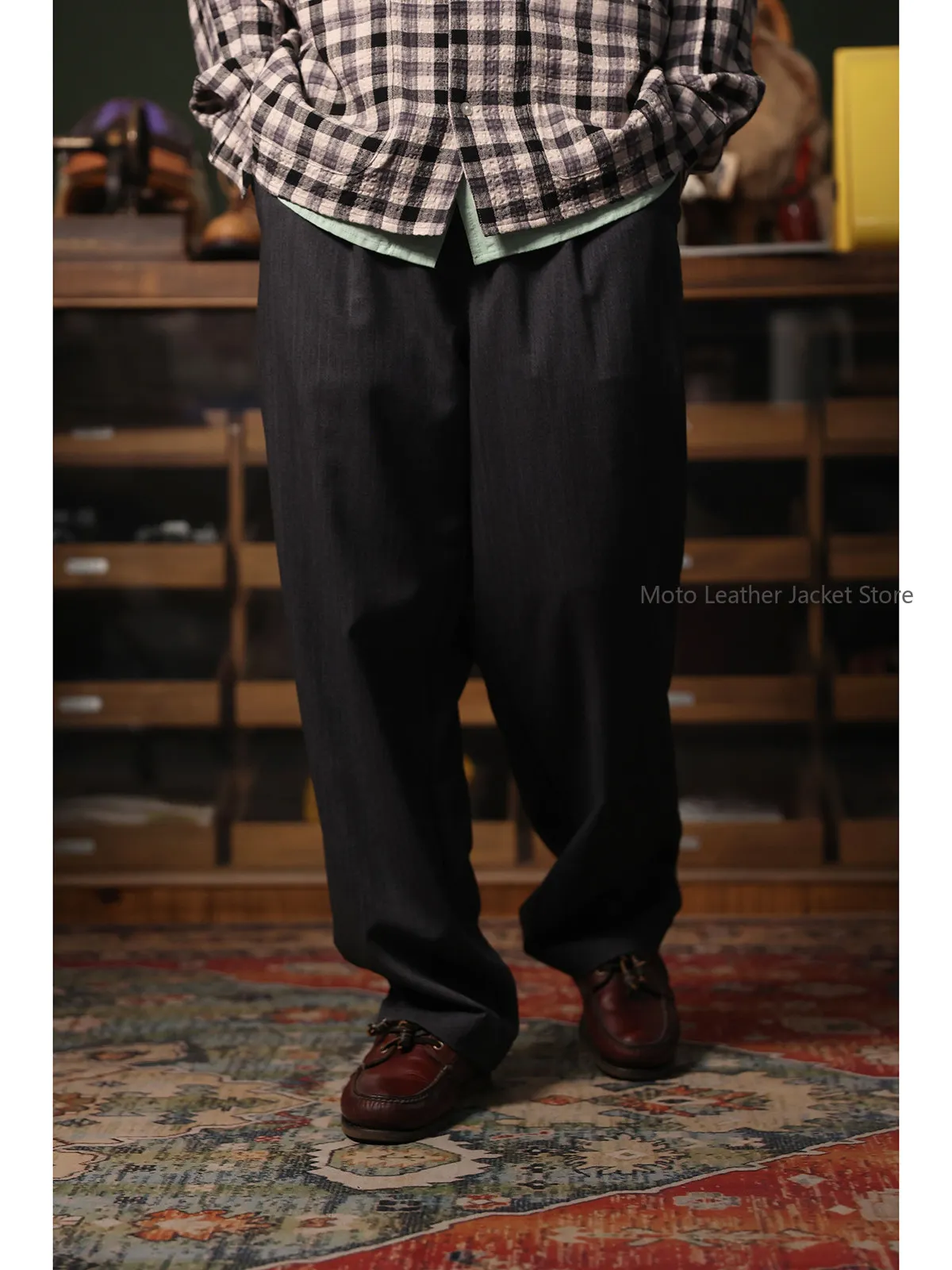 

Secondorder SS224 Wool Herringbone Easy Trousers Naples Style Traditional Casual Pants