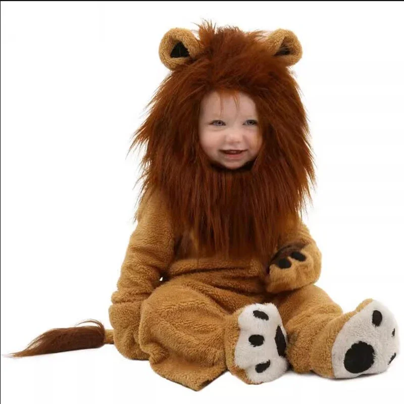 Adult Kids Lion King Costume Animal Halloween Carnival Party Furry Cosplay Costume Baby Child Fancy Movie Role Play Jumpsuit