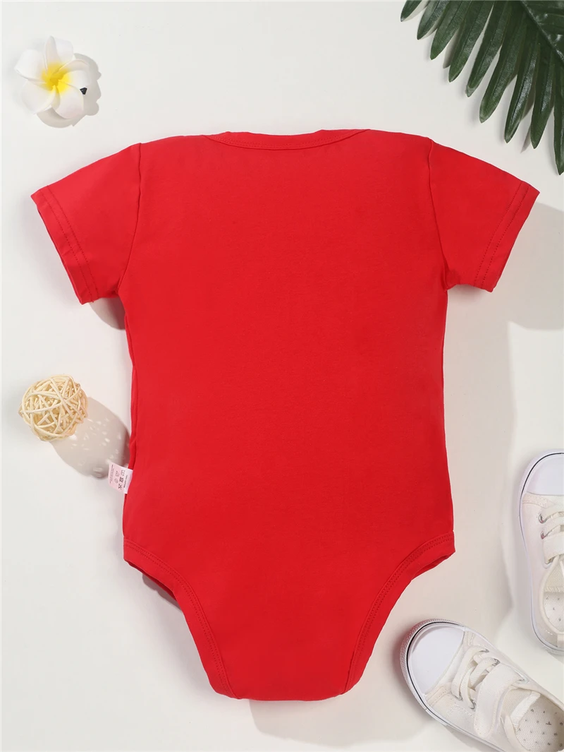 Love to the Moon and Back Baby Girl Clothes Short Sleeve Red Cotton Newborn Boy Bodysuit Beautiful Print Urban Casual Outfits