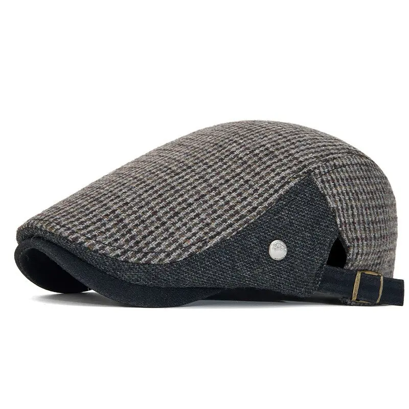 Spring and Autumn Polyester Geometry Print Warm Newsboy Caps Flat Cap Men and Women Painter Beret Hats 248