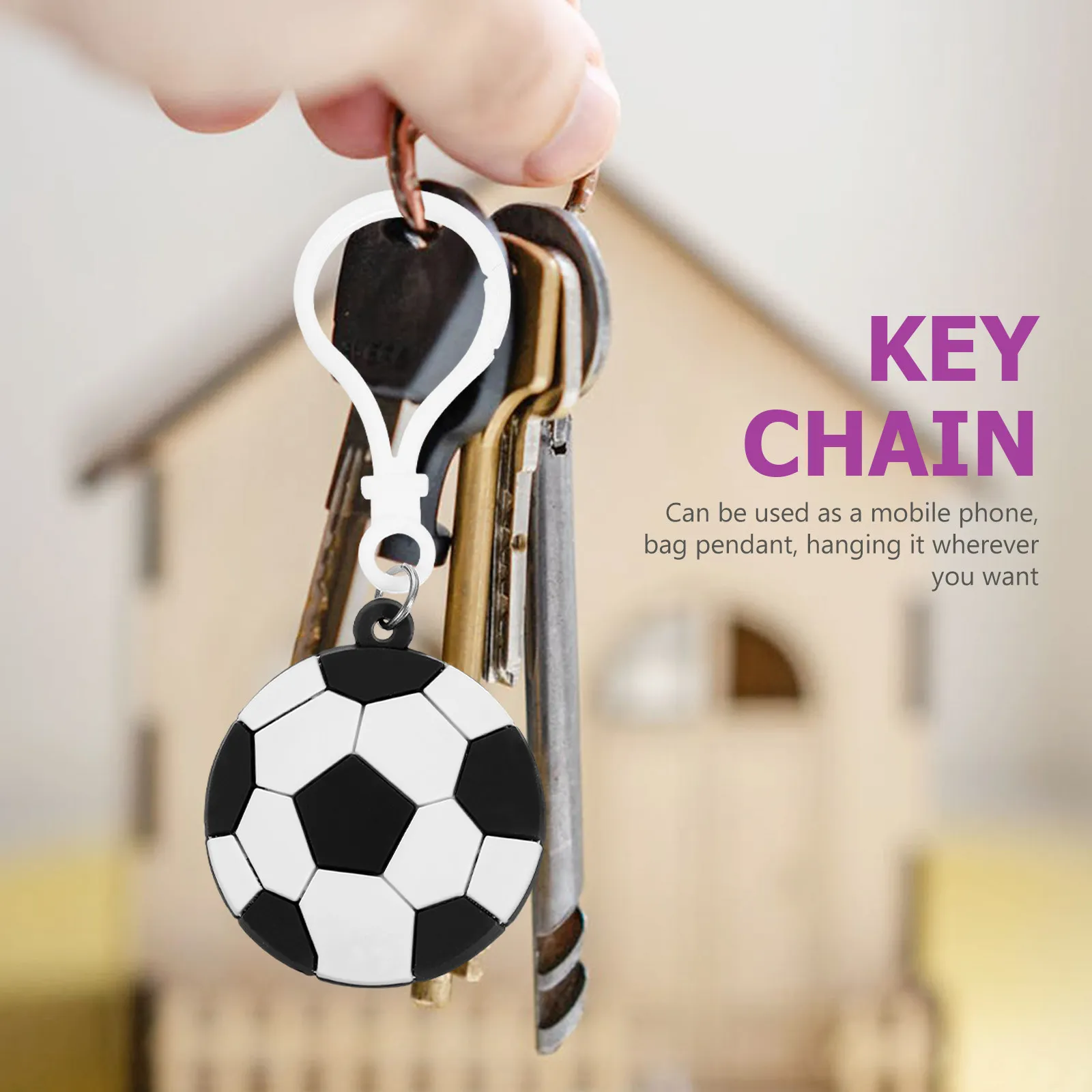 10Pcs Soccer Keychains Mini Hanging Bag Pendants Portable Decorative Key Chains for Backpack Car Keys Sports Accessories
