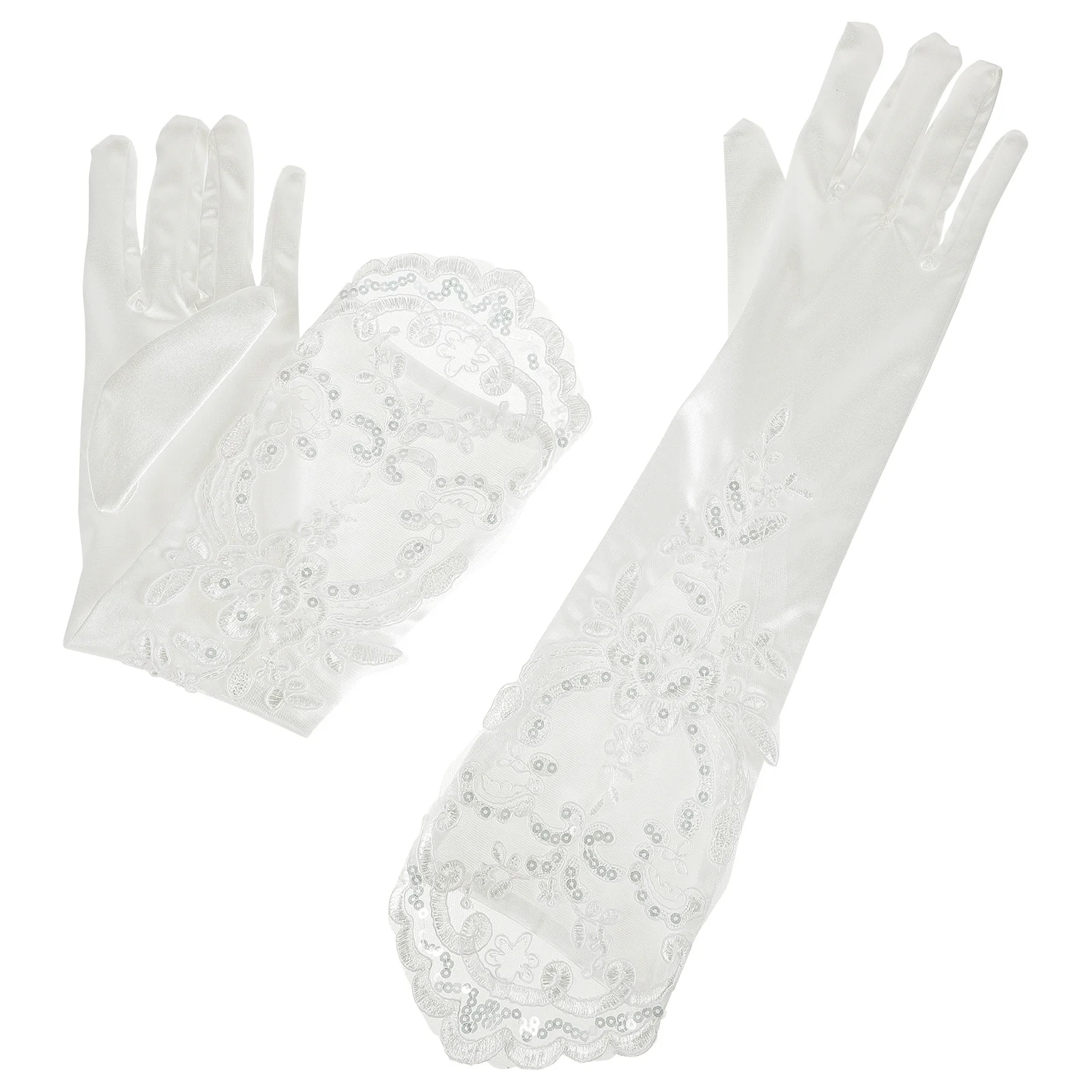 1 par luvas de renda longo padrão floral pele amigável luvas de noiva de casamento para mulheres chá festa ópera traje acessórios