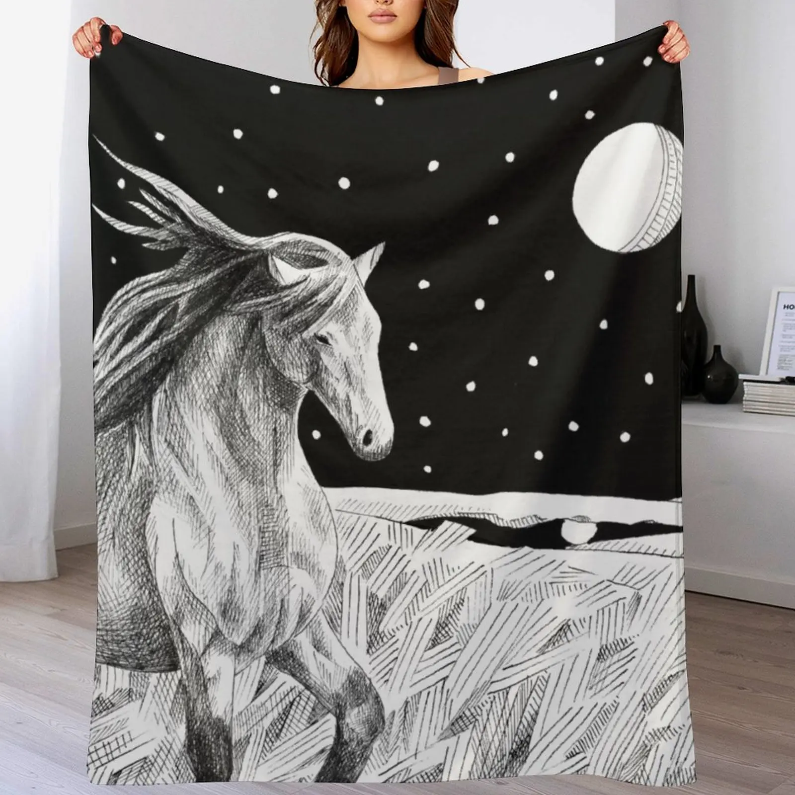 

Star Horse Throw Blanket Beautifuls Nap Bed covers warm for winter Blankets