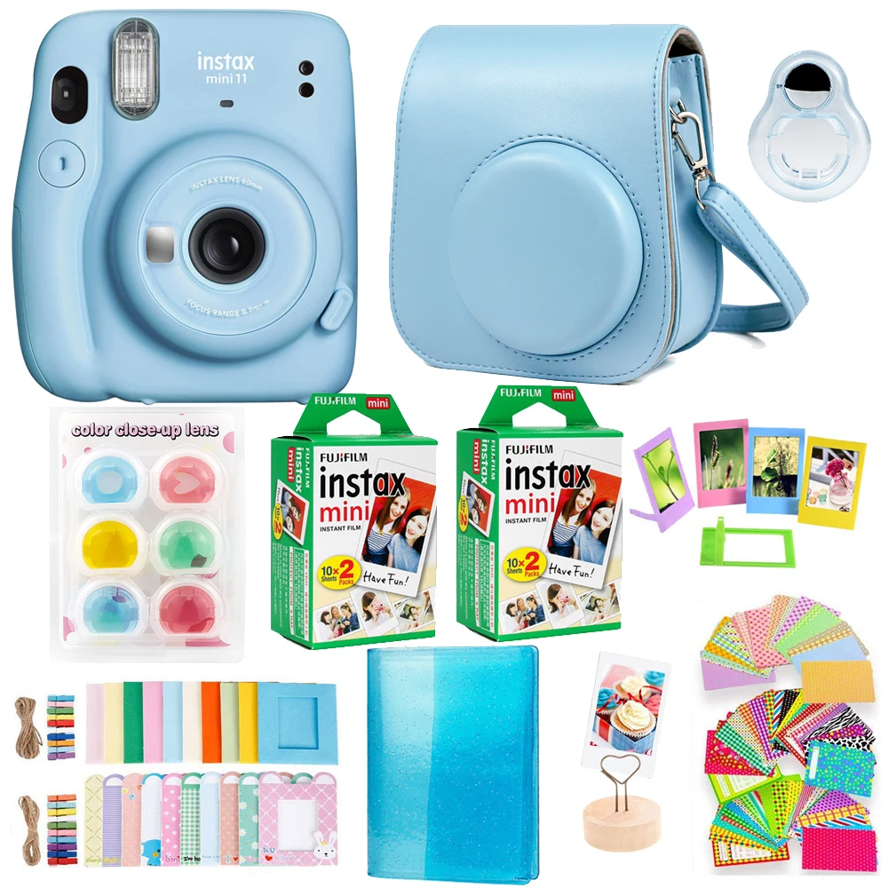 الأصلي فوجي فيلم Instax Mini 11 كاميرا فورية مع 40 ورقة فيلم صغير ورقة كاميرا الكتف حزام حقيبة الملحقات حزمة عدة