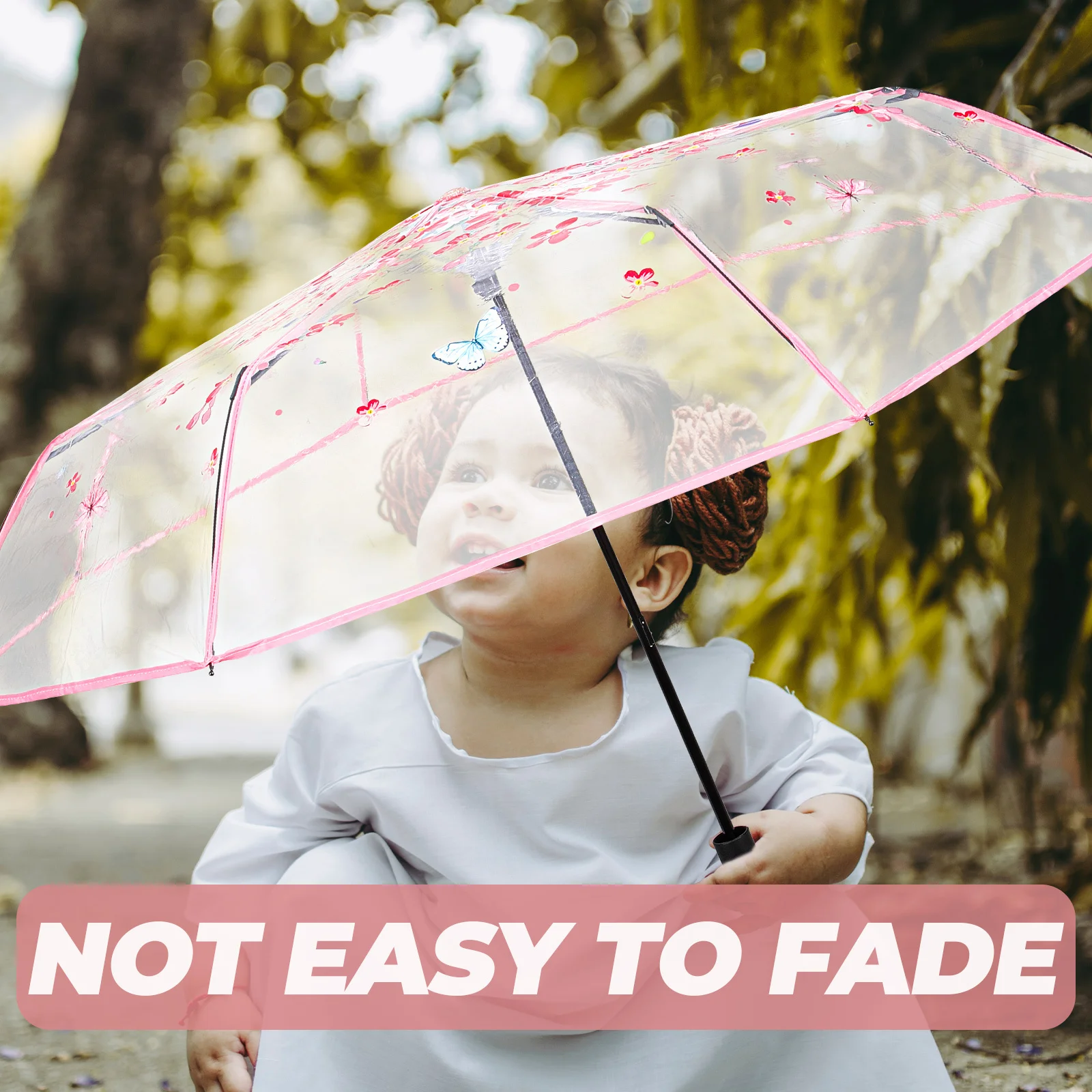 접이식 신부 웨딩 우산 꽃무늬 나비 패턴 투명 사진 소품 컴팩트 방풍 여행용 우산