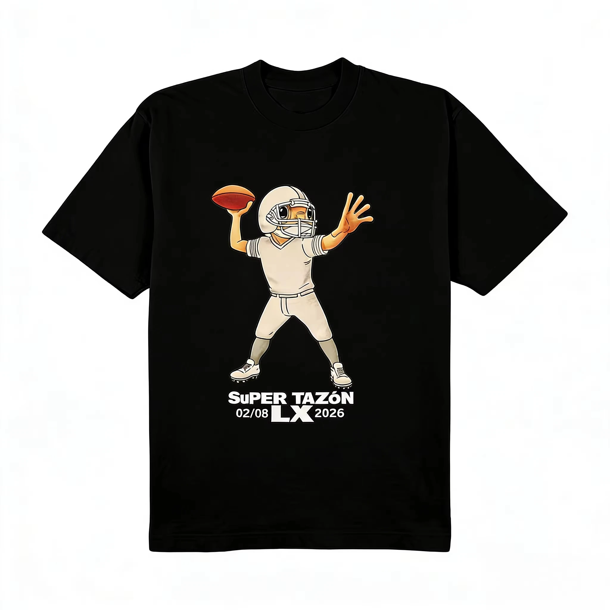 Bad Bunny X Super Tazón Concho T-Shirt Men and Women Summer Pure Cotton Clothing Fashion Casual Short Sleeved T-shirt Streetwear