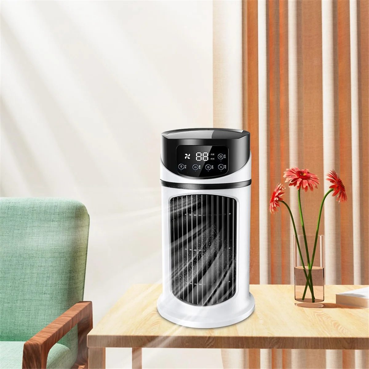 Ventola dell'aria condizionata, dispositivo di raffreddamento dell'aria per la purificazione dell'umidificazione, condizionatore d'aria a basso rumore con temporizzazione di 6 ore, 6 velocità del vento