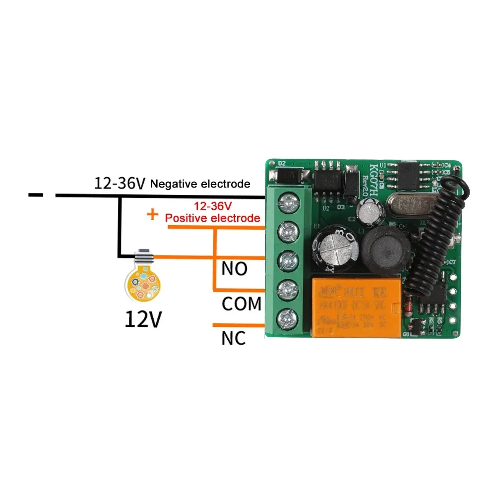 433Mhz Remote Control Wireless Switch DC 12V 24V 36V 1CH RF Relay Receiver and 4CH Transmitter For Door Electromagnetic Lock