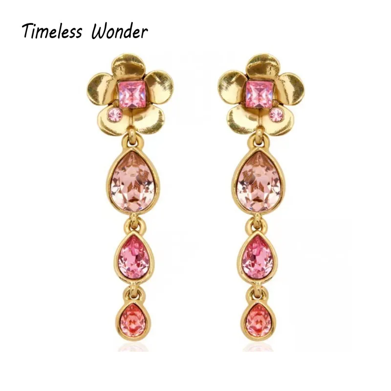 Timeless Wonder Retro Zircon Crystal Floral Stud Earrings for Women Designer Jewelry Cute Luxury Brand Party Rare Sweet 5341