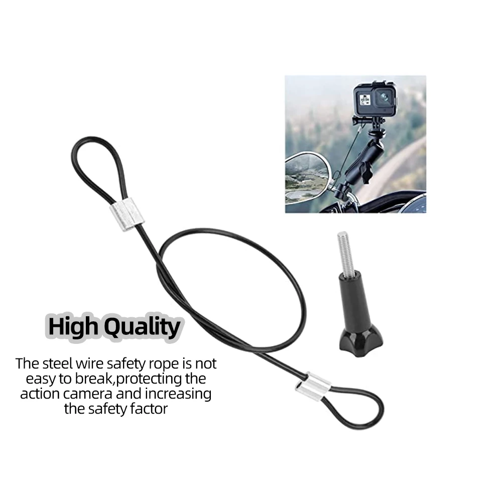 For GoPro Stainless Steel Tether Lanyard Anti-lost Rope For GoPro Hero 13 12 11 10 9 8 Insta360 X4 X3 DJI Action 4 3 AKASO SJCAM