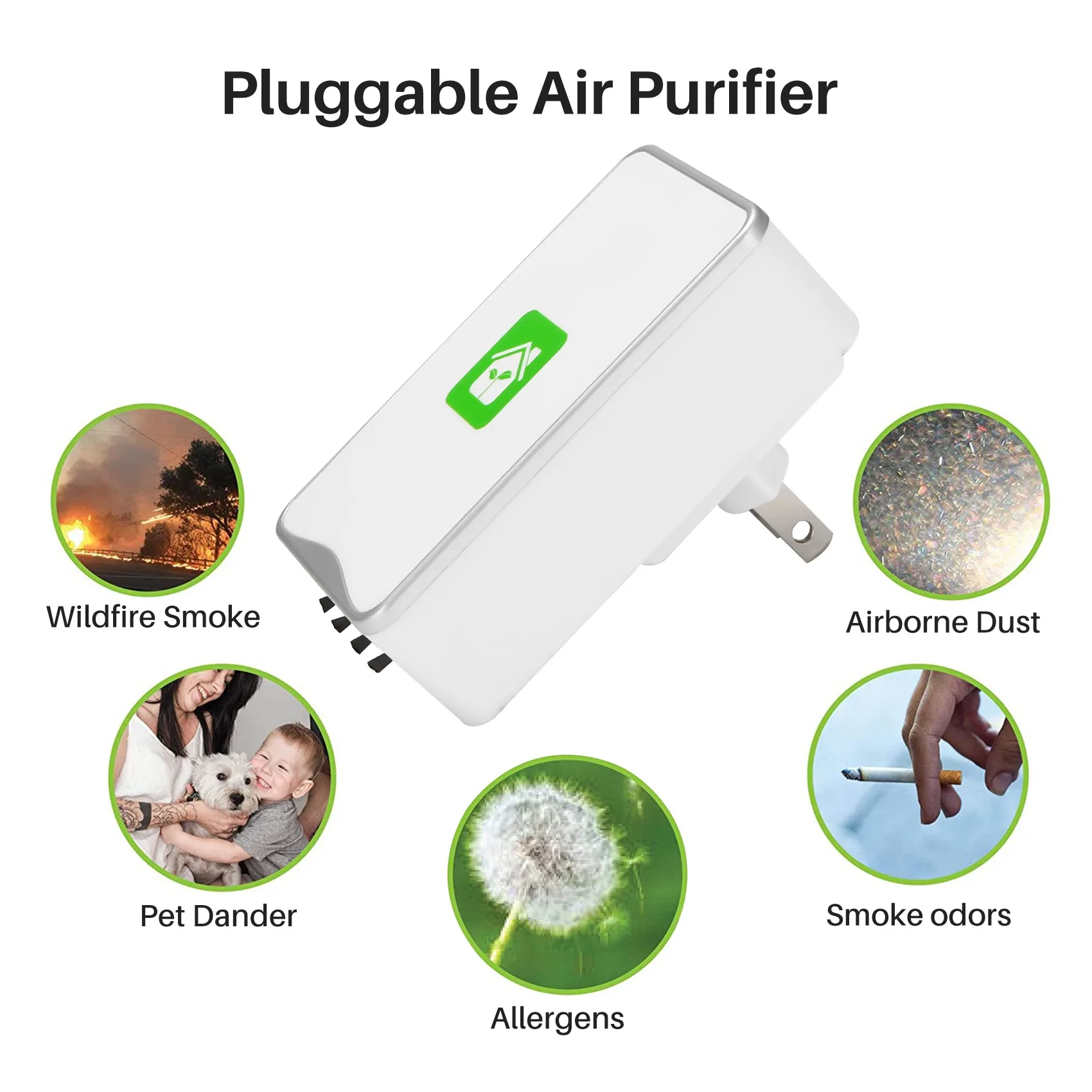 Purificateur d'air enfichable avec générateur d'ions négatifs, ioniseur sans filtre, supporter ficateur d'allergènes propres, PER termes, moisissure, odeurs, prise US