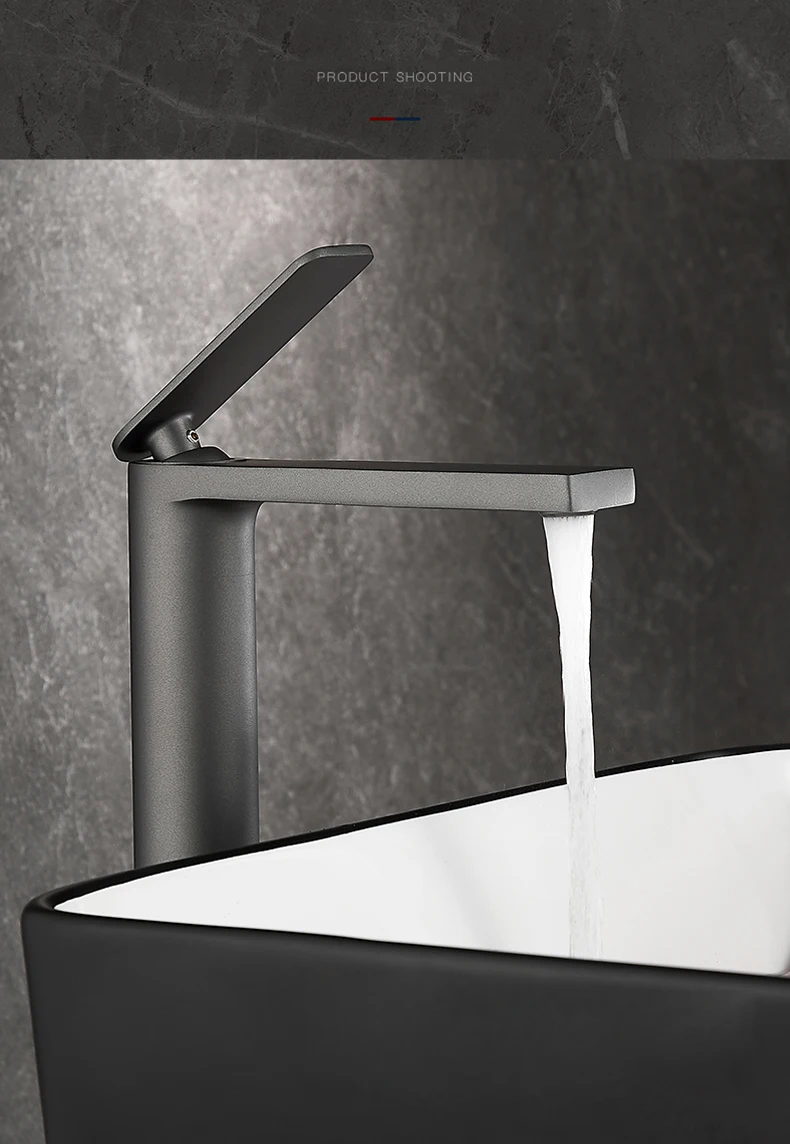Bathroom White/Gray Bronze Solid Brass Luxury Basin Sink Tall Faucet Single Handle Water Mixer Bath Tap High And Short Style
