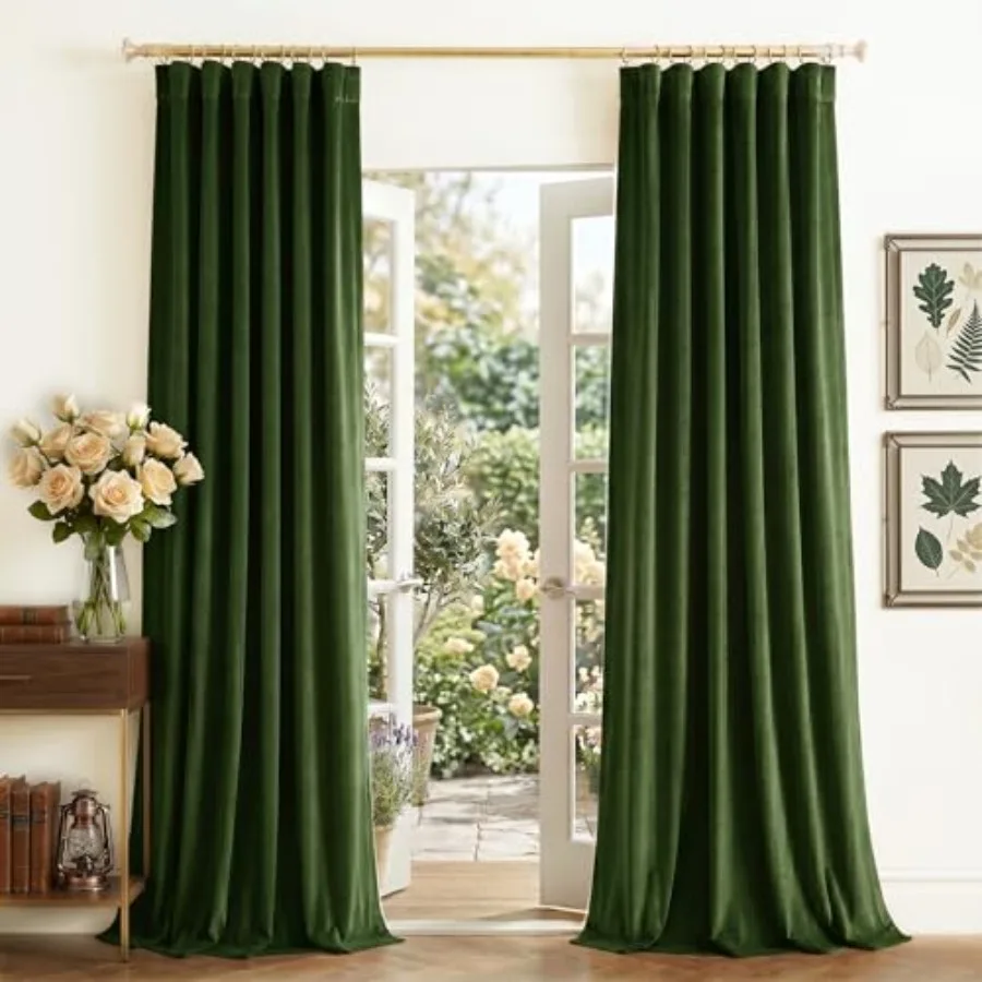

Velvet out Curtains 84" Long, 52" Wide - Thermal Insulated Room Darkening Drapes with Rod Pocket/Back Tab/Shower Hook Hanging O