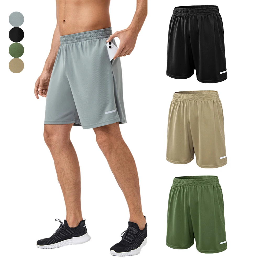 Men Training Shorts With Reflective Stripe Quick Dry Gym Shorts Loose Fit Men Fitness Short Pants Elastic Summer Men Sweatpants