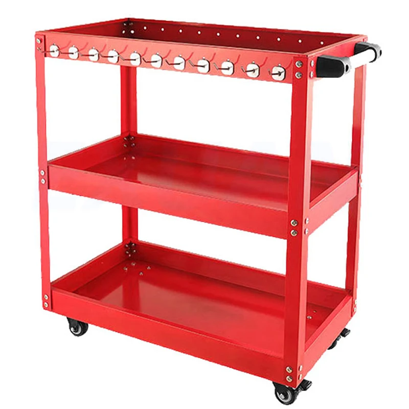 Auto Repair Repair Tool Car Three-tier Trolley Car Mobile Repairer Multifunctional Mechanical Workshop Tools Cart Shelf Layer