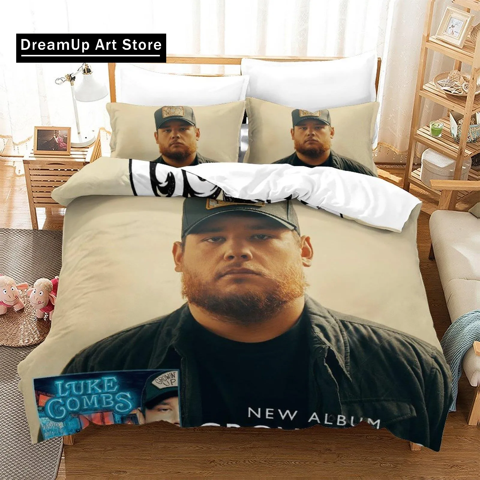 3D Print Fashion Luke Combs Bedding Set Boys Girls Twin Queen Full Size Duvet Cover Pillowcase Bed Adult Bedroom