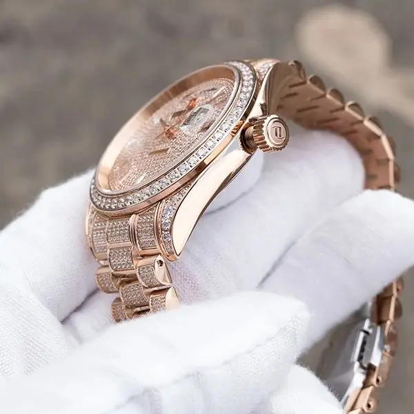 OBLVLO ساعة أوتوماتيكية للرجال 40 ملم ساعة يد ميكانيكية 5ATM مضيئة تقويم مزدوج أسبوع، تاريخ Miyota8285 قرص كريستالي كامل