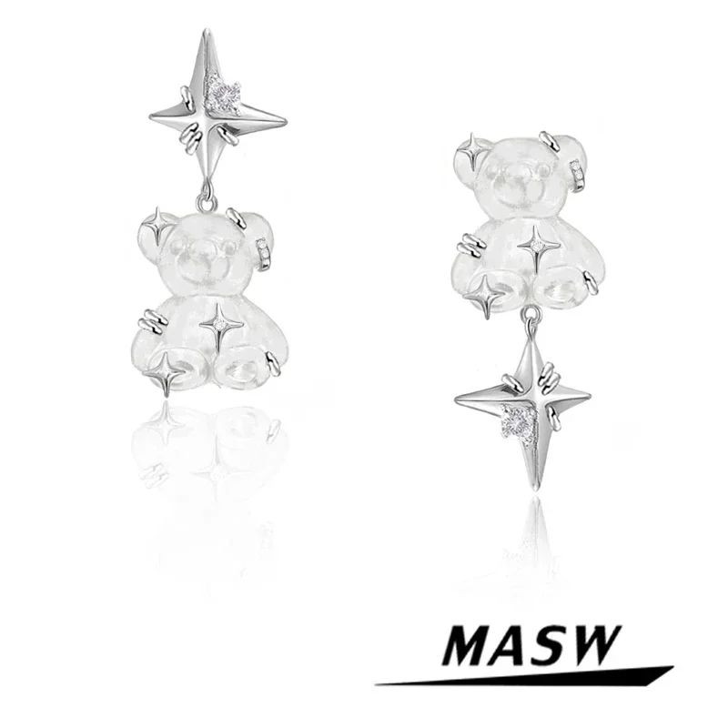 

MASW Trendy Jewelry Little Bear Earrings 2024 New Trend Original Design Thick Silver For Women Accessories Gifts Hot Selling