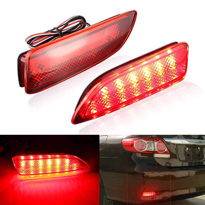 

2PCS LED Rear Bumper Reflector Light Red/Black Shell Car Driving Brake Fog Lamp For Toyota Corolla 11-12 Lexus CT200h 2011-2013