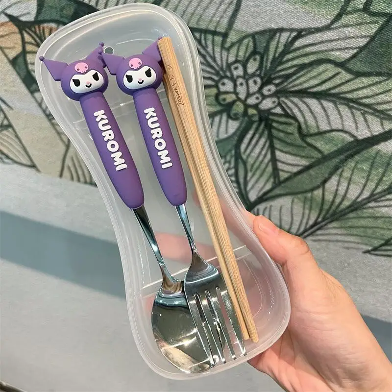 سانريو كورومي بلدي ميلودي سينامورول عيدان ملعقة شوكة ضرب المنتج منتج جديد Kawaii الكرتون لطيف المحمولة الكبار طالب