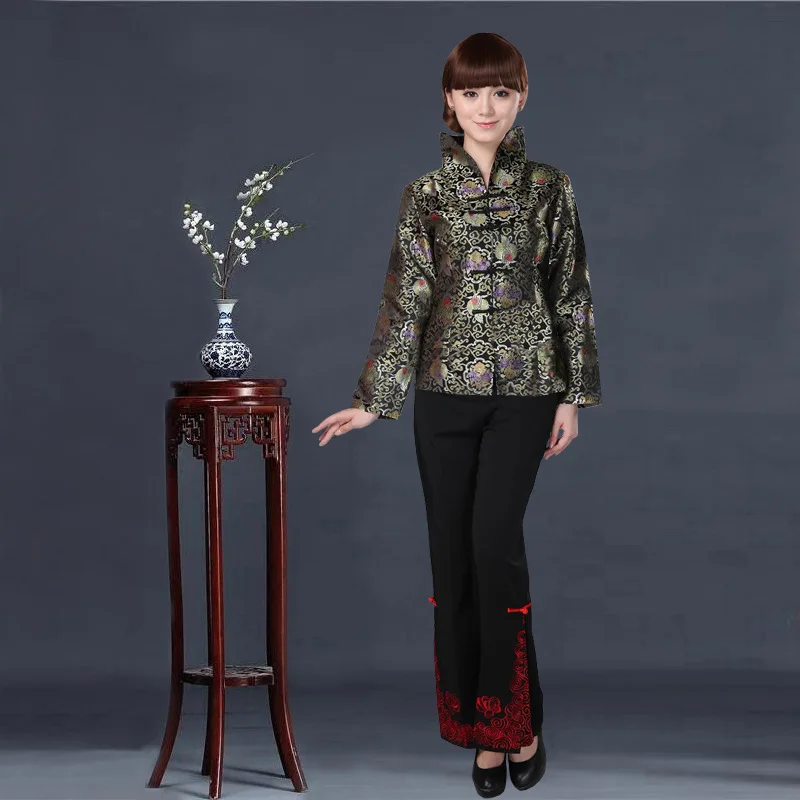 Plus Size Chinese Style Traditional Clothing Tang Suit Jacket Women Long Sleeve Brocade Coat Shirt Retro Ethnic Clothes Blouse