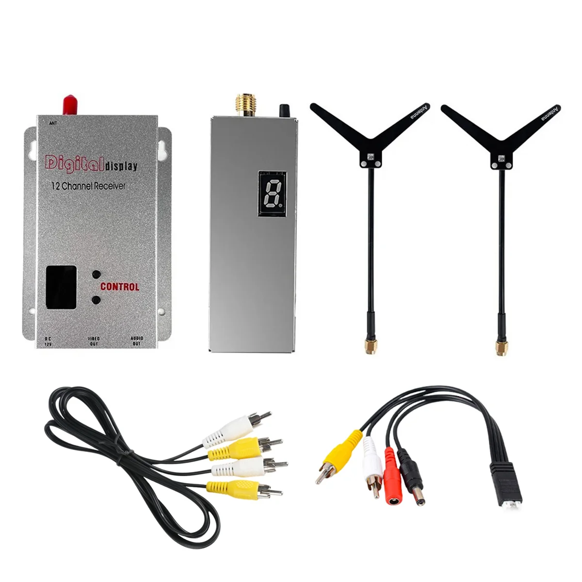 FPV 1.2G 1.3G 1.6W VTX Transmitter+12CH VRX Receiver+2XAntenna 8CH 0.1mW/25mW/800mW/1600mW VTX for Long Range FPV Drone