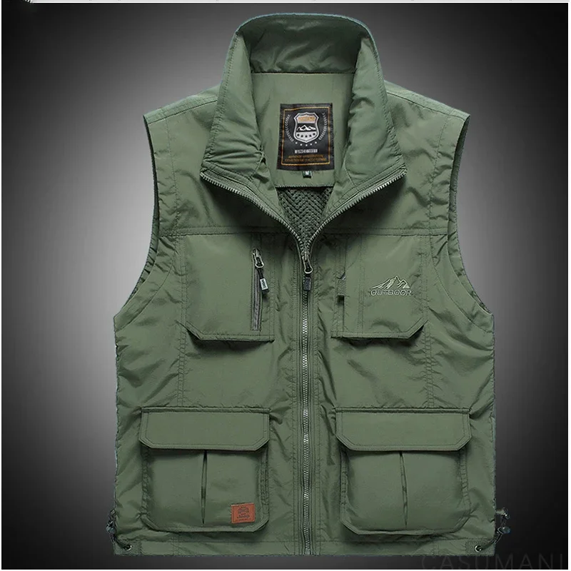 CASUMANL Brand Summer Spring Vest for Male Mesh Thin Multi Pocket Casual Sleeveless Jacke Man 2024 New Reporter Waistcoat