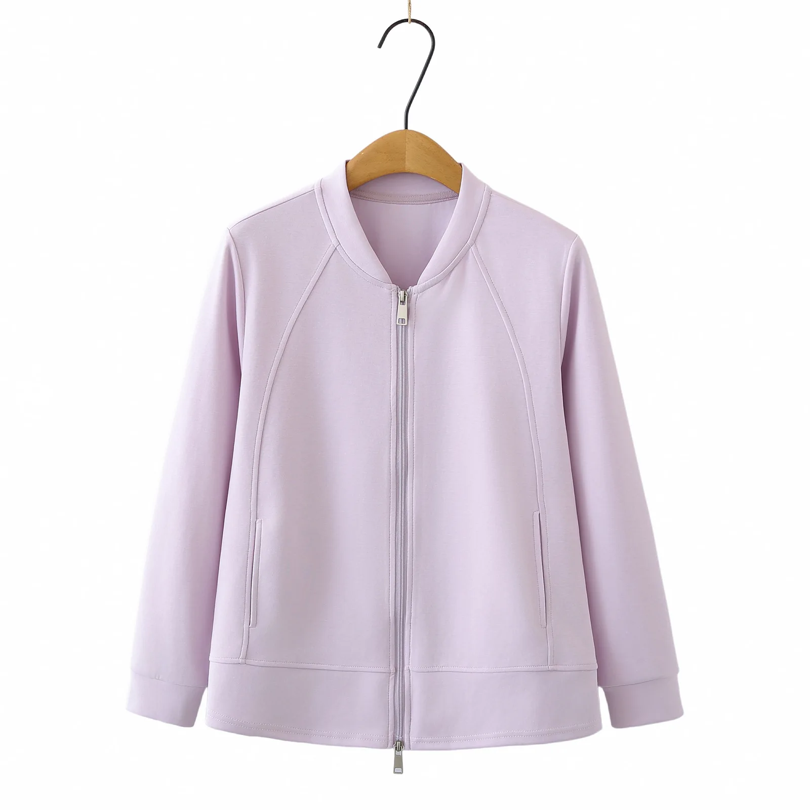 

2026 Spring Plus Size Long Sleeve Cardigan Top For Curvy Women Slim Fit Double Head Zipper Jacket 8820