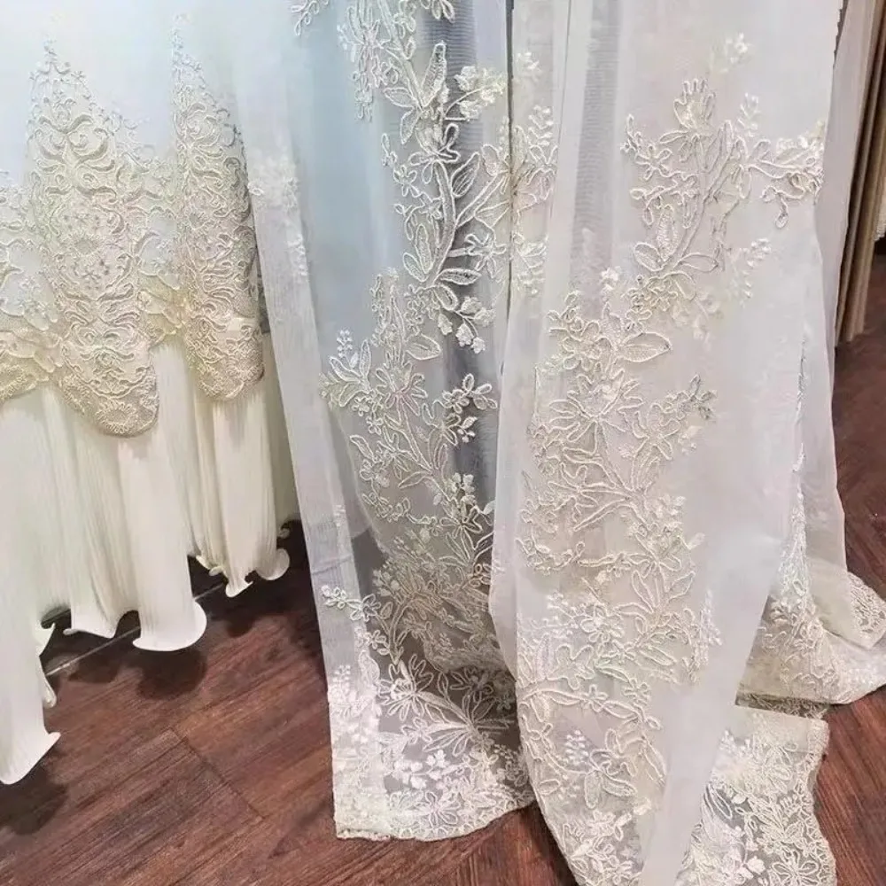 European Luxury Voile Curtains Embroidered 3d Yarn for Living Room Window Tulle Romantic Sheer Children's Bedroom Kitchen Drape
