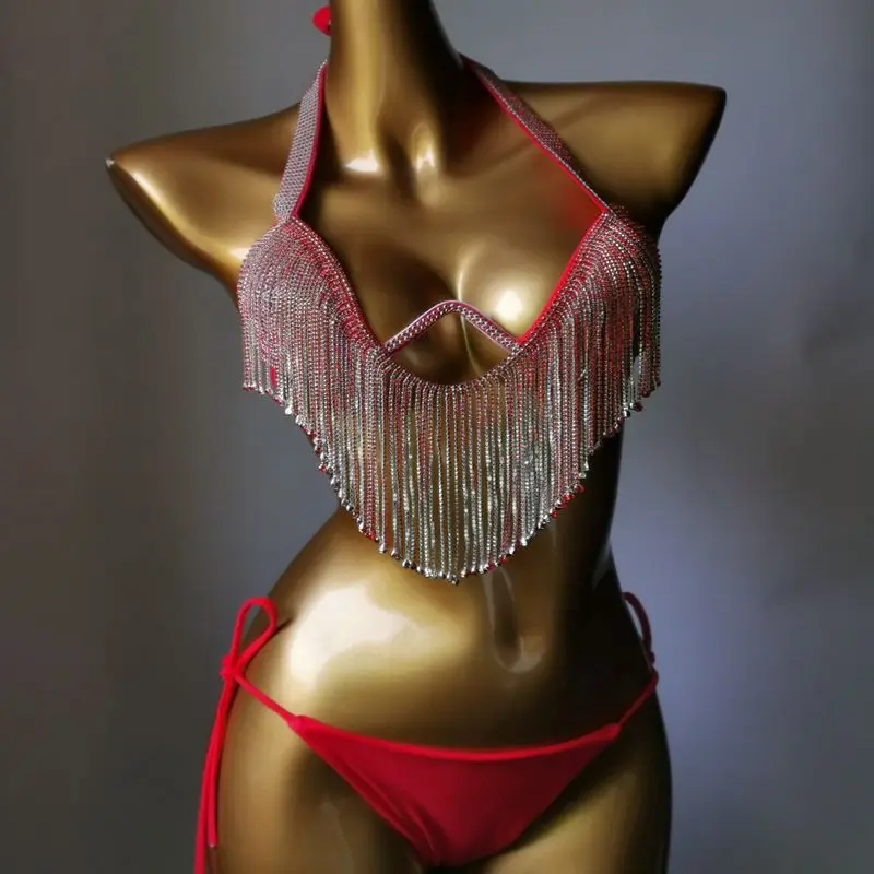 2023 Venus wakacje diamentowe frędzle Bikini Set stroje kąpielowe Rhinestone strój kąpielowy Bling kamienie kryształowy strój kąpielowy bikini