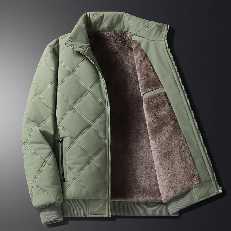 Abrigo cálido de lana gruesa para hombre, chaquetas con cremallera, Parkas de cuello alto, abrigo informal de negocios, chaquetas de esquí a prueba de viento para exteriores, Invierno