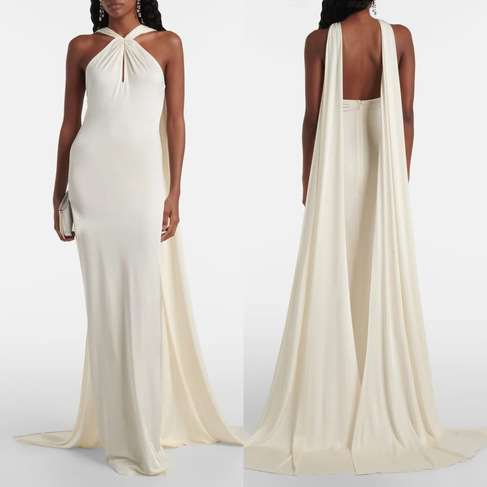 

Customized Chiffon Halter Mermaid Floor-length Bespoke Occasion Dresses Woman Elegant Party Wedding Simple High Quality