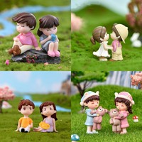 New 2PCS Minifigures for Decoration Love Couple Ornament Home Decor Gift Figure Doll DIY Garden Bonsai Decor Resin Craft
