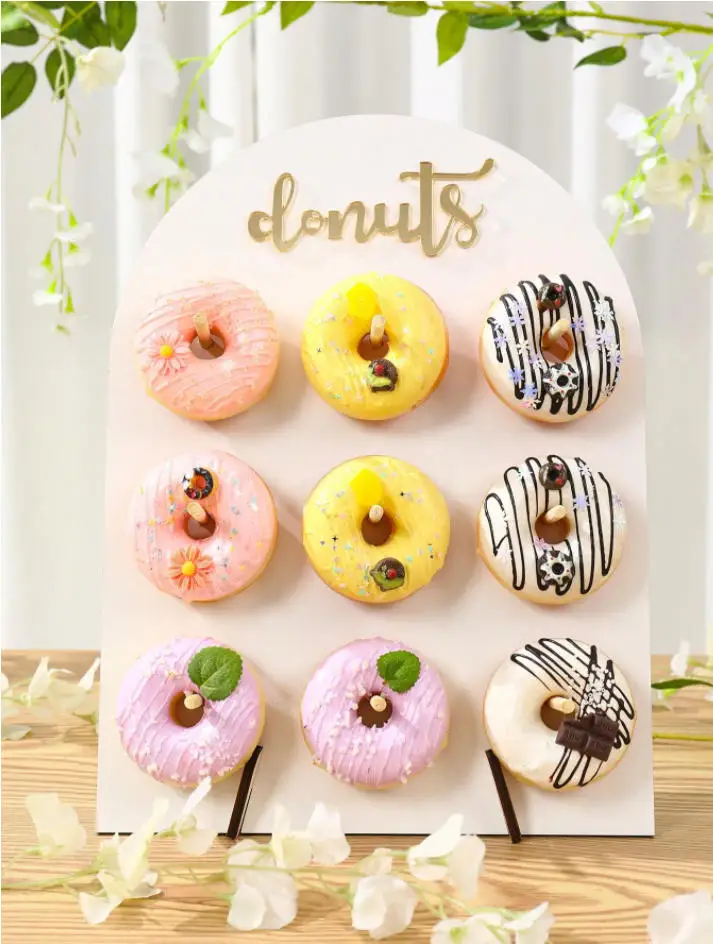 1set 9Holes Donut Wooden Display Stand, Rack Household Donut Display Rack Party Food Placement Rack, Birthday Wedding Family