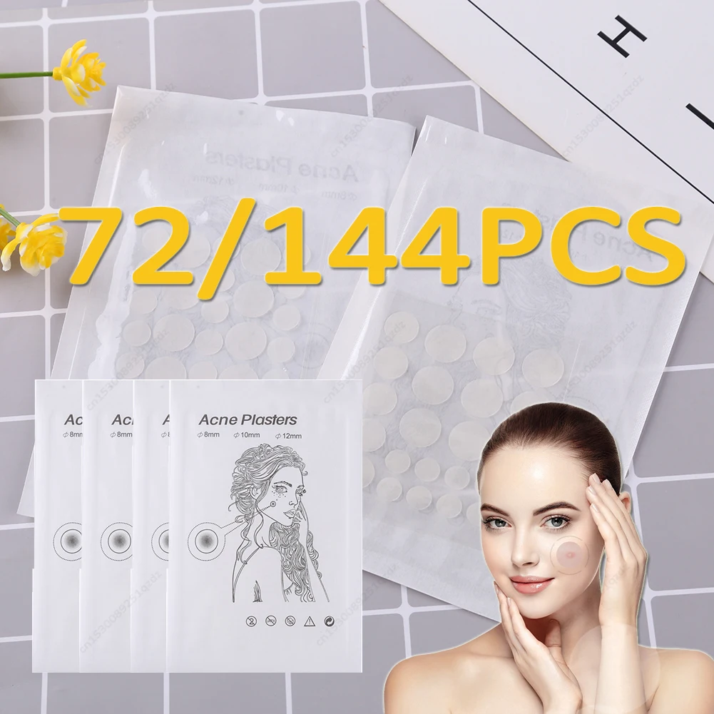 72/144PCS Acne Patches Removal Pimple Anti-Acne Hydrocolloid Patches Spots Marks Concealer Repair Sticker,Face Skin Care Set