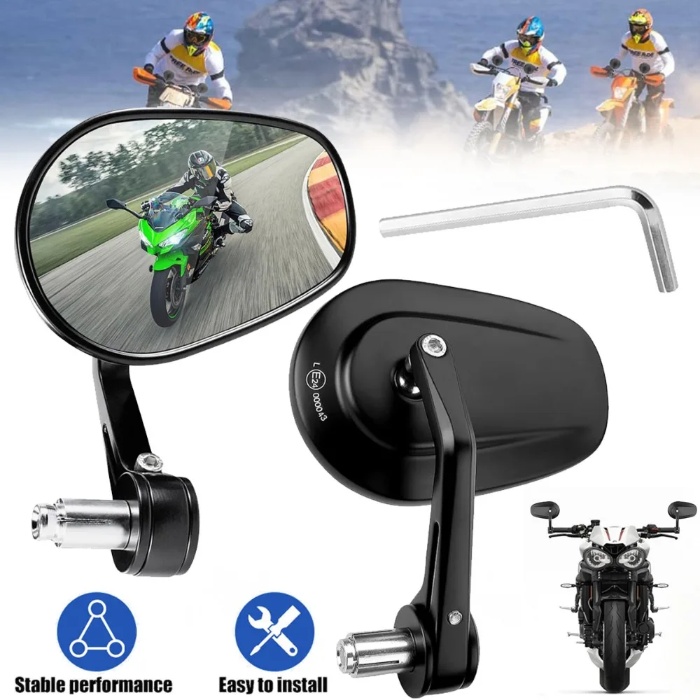 Rétroviseurs de guidon de moto, universels 360° °   Rétroviseur rotatif pour moto, scooter, VTT, vélo