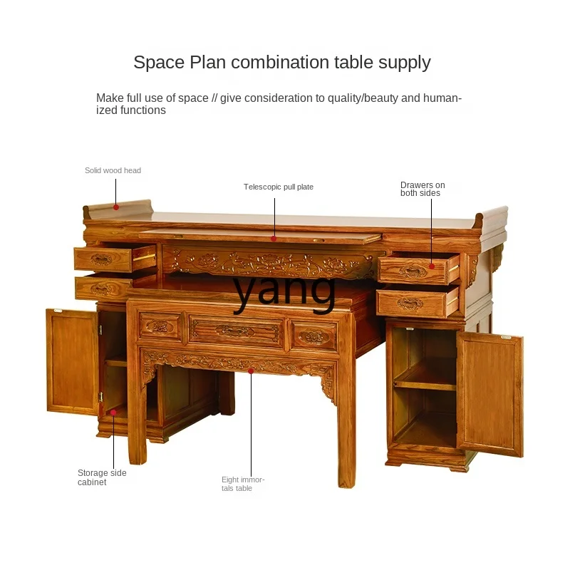 LMM  Altar Buddha Shrine Household Incense Burner Table Modern Buddha Niche Solid Wood Buddha Table Chinese Style Altar