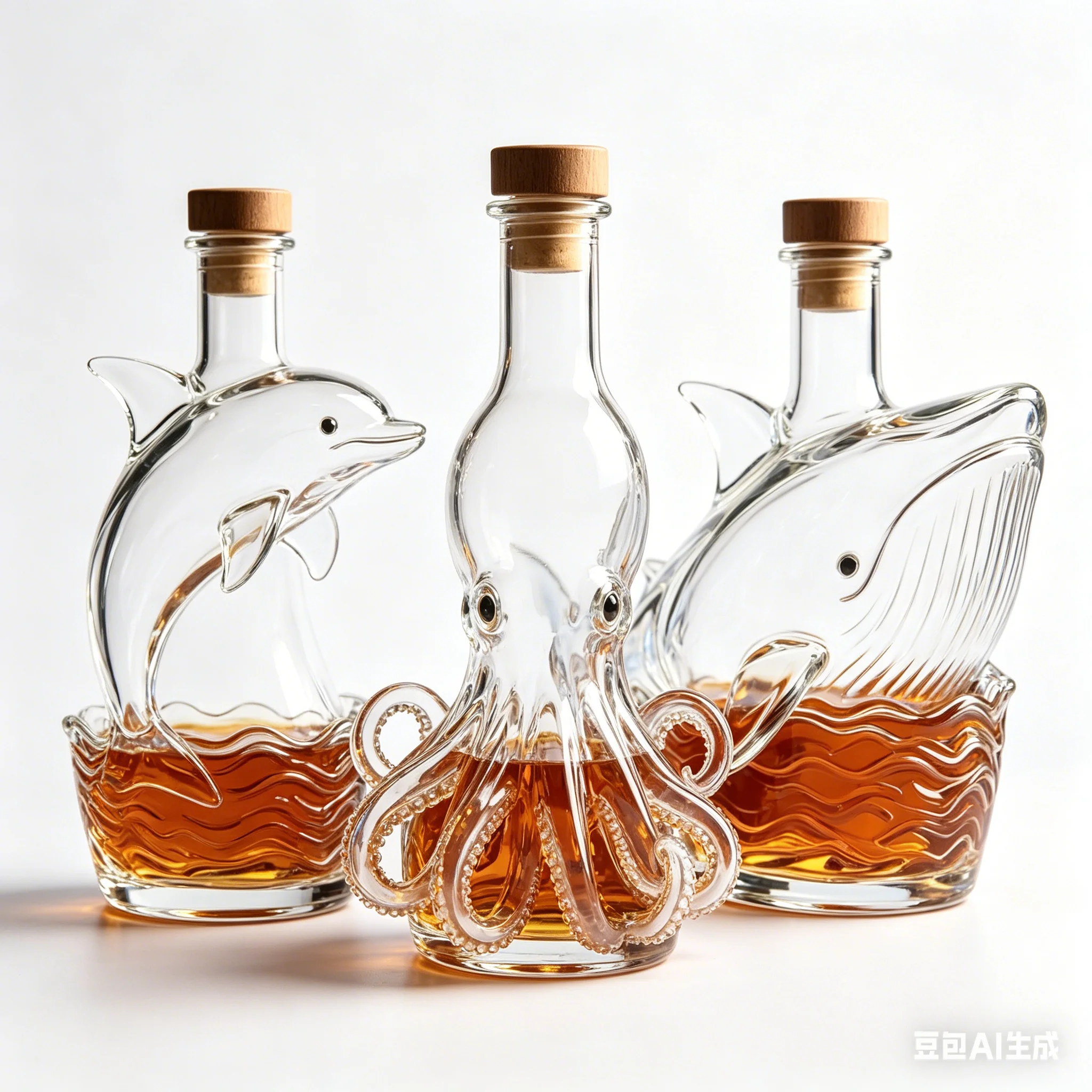 Decantador de whisky con forma de tiburón, botella de vidrio novedosa para bar en casa, adorno coleccionable