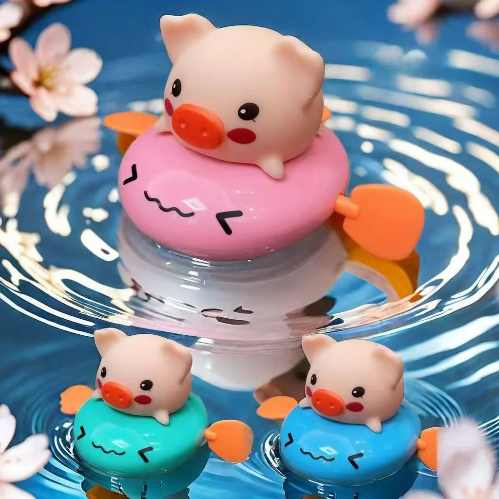 목욕 장난감 동물 시리즈 잎 게으른 곰 수영 악어 아기 물놀이 작은 오리 작은 거북이 봄 6cm