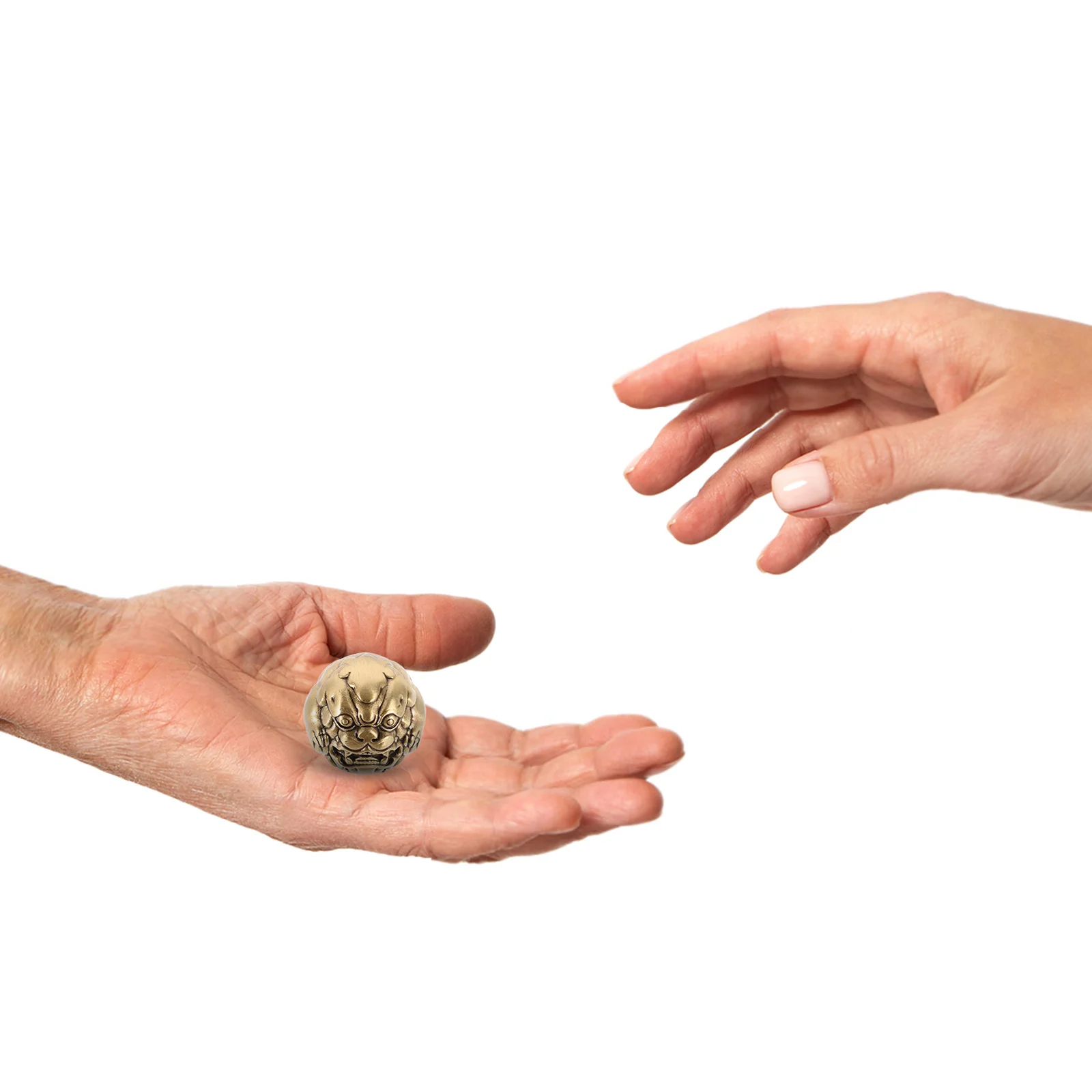 

Solid Brass Health Ball Hand Exercise Metal Massage Tool for Seniors Wealth Feng Shui Decor Retro Baoding