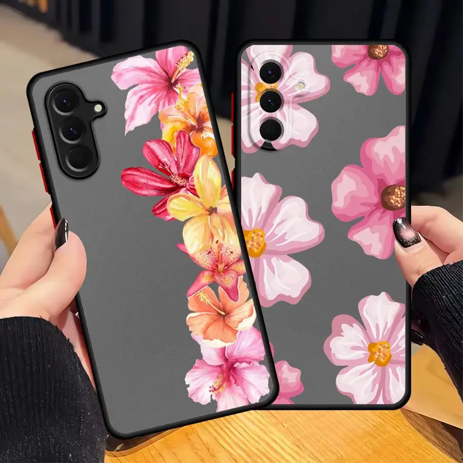 

Чехол с узором розовой лилии для Samsung Galaxy A34 A21s A73 A35 A36 A54 A22 A52 A56 A53 A24 A25 A26 Задняя крышка телефона