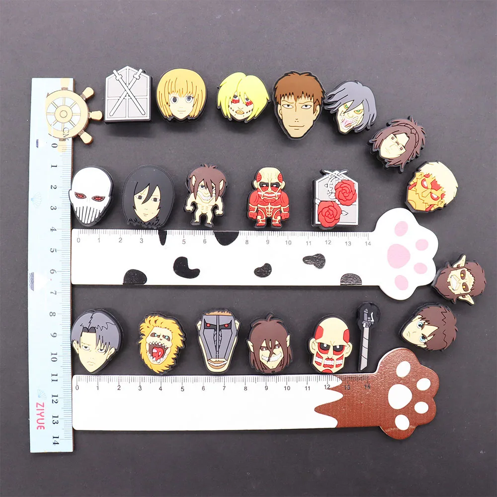 1Pcs Cartoon Boys Japan Anime Attack Giant Designer PVC Garden Shoe Charms Shoes DecorationscuteDiy Wristband Backpack