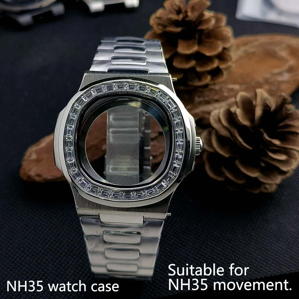 NH35 Case Sapphire Glass Waterproof 41MM Case Luxury Men's Watch Case NH35 NH36 Movement Case Watch Parts Replacement Parts