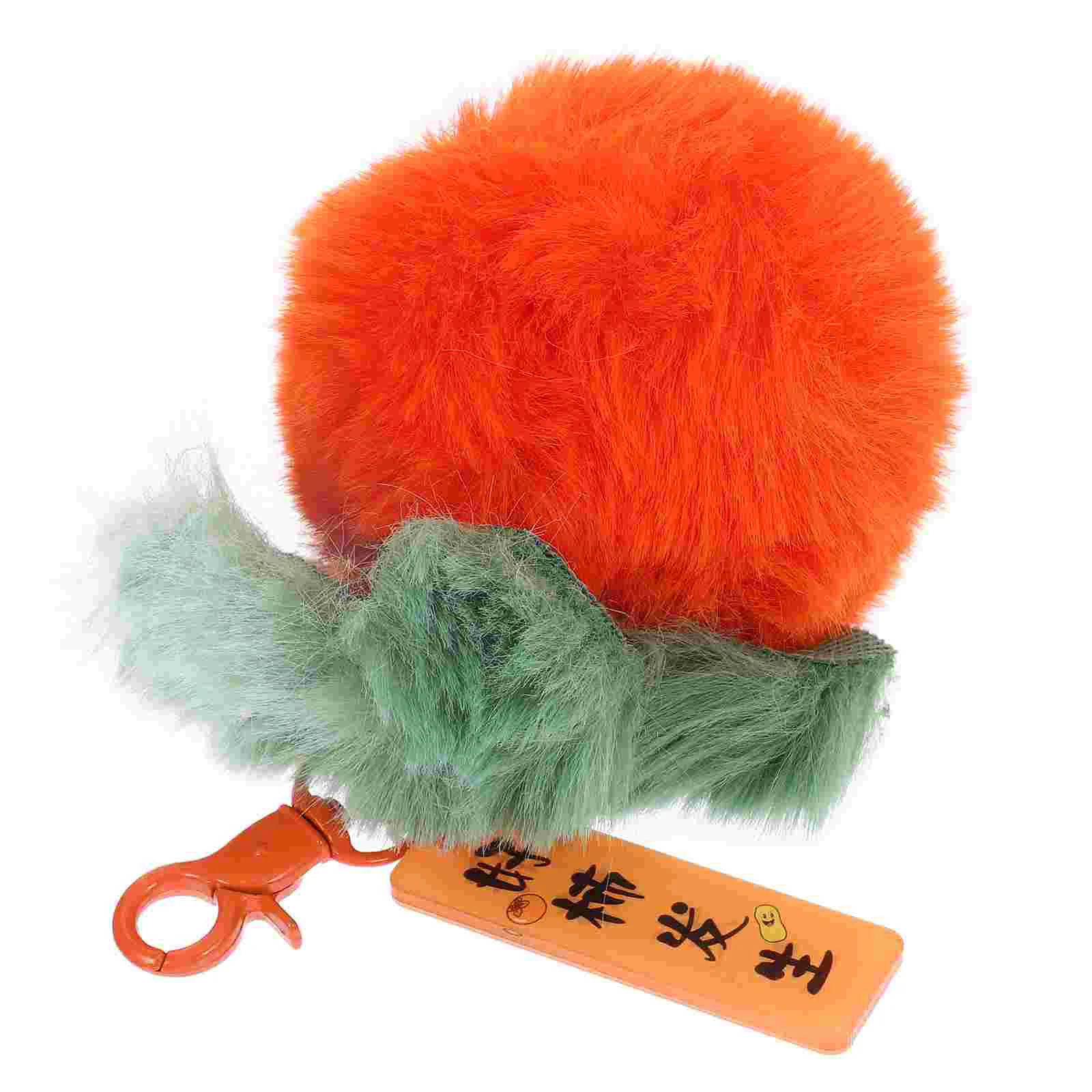 Phone Lanyard Pompons Keychain Ladies Wallet Fluffy Keyring Orange Faux Fur Locket